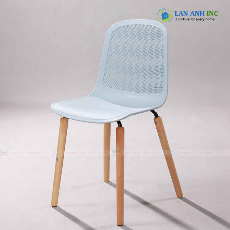 Ghế nhựa chân gỗ cao cấp cafe bàn ăn văn phòng đẹp hiện đại LAE3003C