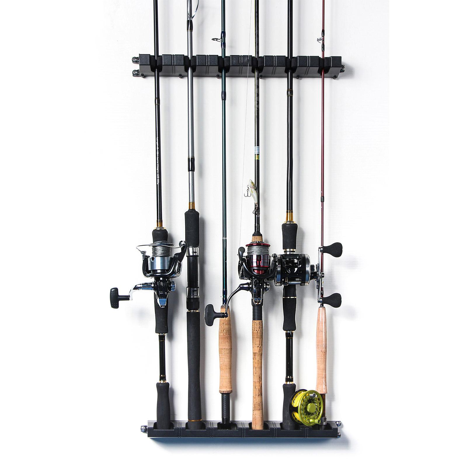 Vertical Fishing Pole Holder Fishing Rod Rack Tackle Wall Mount Storage