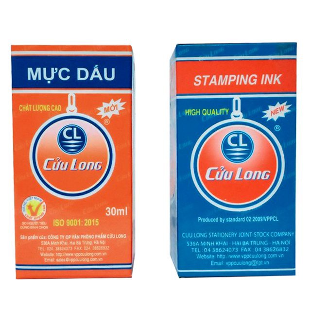 Mực Dấu Cửu Long (30ml) Không Phai Màu Khi Gặp Nước Mực Bám Chắc Trên Văn Bản Sau Khi Đóng Sử Dụng Tốt Cho Dấu Đồng, Dấu Cao Su