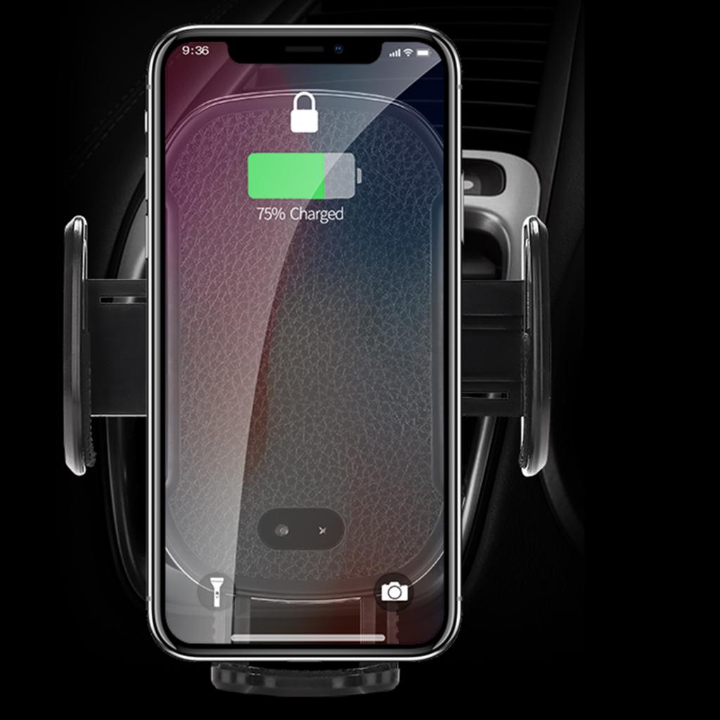 Wireless Charger Car Mount with Qi Fast Charging, Adjustable USB Car Mount Bracket & Air Vent Smart Phone Holder Cradle for iPhone and Samsung