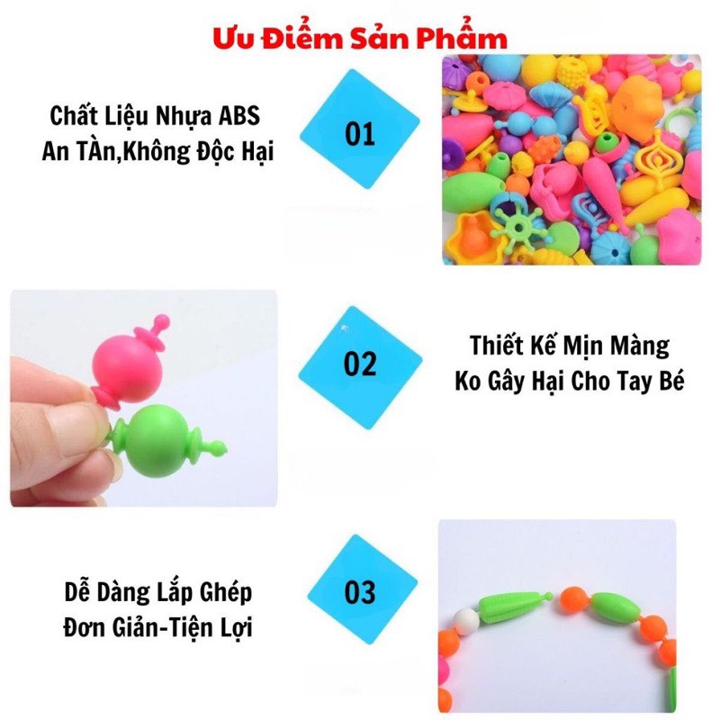 Đồ Chơi Cho Bé Gái, Đồ Chơi Xâu Hạt 550 Chi Tiết, Làm Trang Sức Giúp Bé Tăng Tư Duy Sáng Tạo, Đồ Chơi Trẻ Em HT SYS