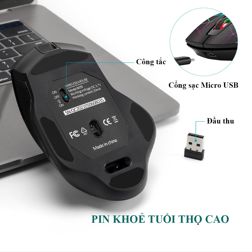 Chuột Không Dây POERMAX M30 Kết Nối Ổn Định, Dùng Được Cho Máy Tính, Laptop, Tivi- Hàng Chính Hãng