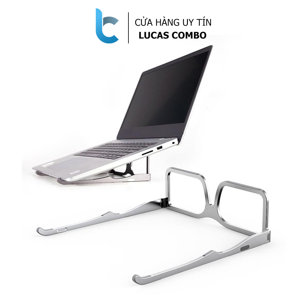 Stand/ Giá đỡ nhôm kê Macbook, Laptop, iPad, Tablet gập gọn kiểu mắt kính Lucas - Hàng Chính Hãng