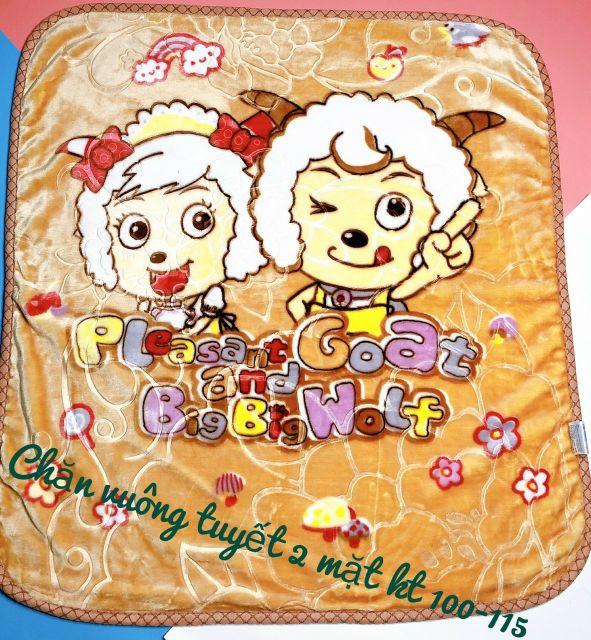 Chăn nhung vuông 2 mặt kt 100x95cm loại dày dặn đẹp, siêu bền dùng cho bé sơ sinh