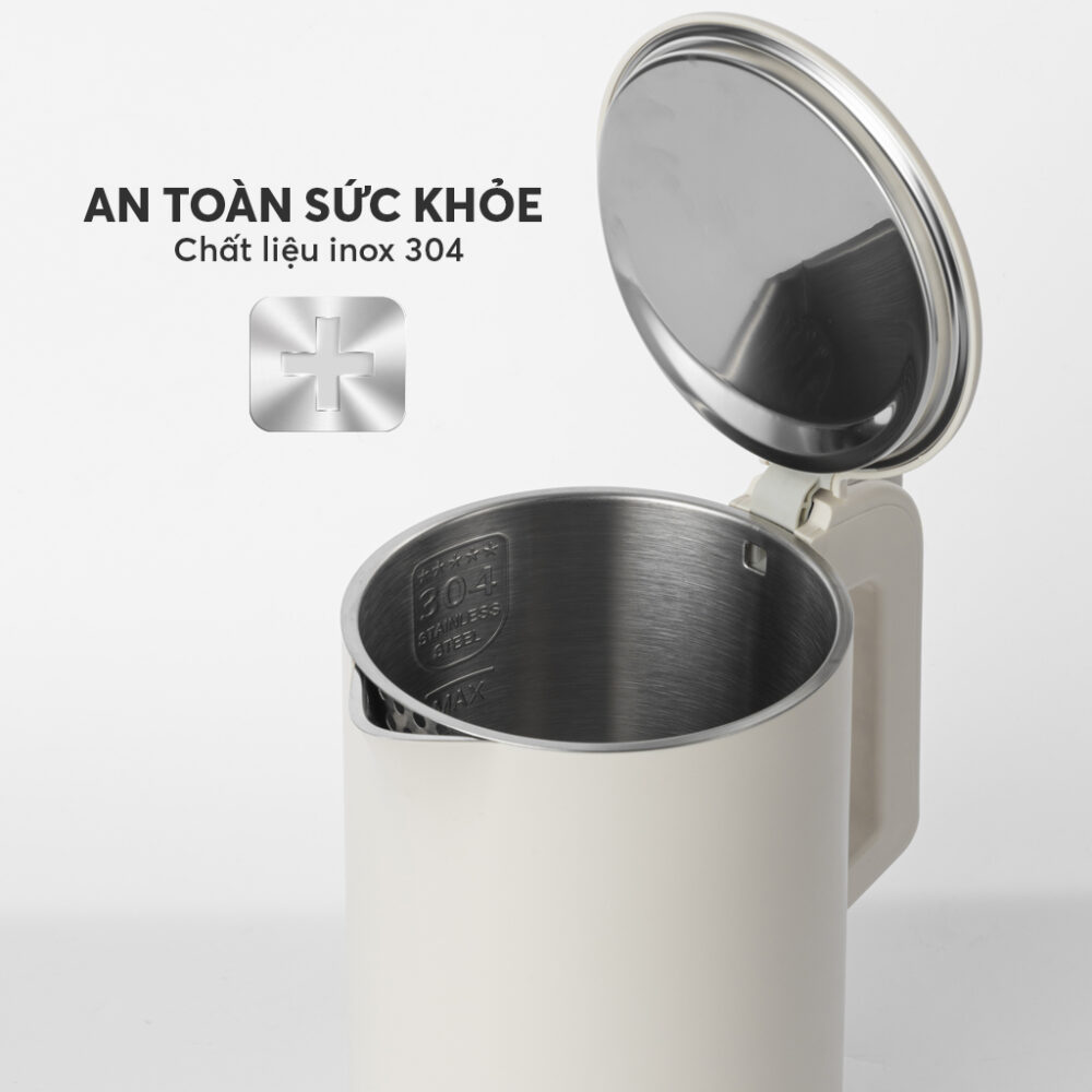 Ấm Đun Nước Siêu Tốc Elmich KEE9144 1.7L 1850W, Hàng Chính Hãng, Inox 304, Đun Sôi Nhanh 45s-JoyMall