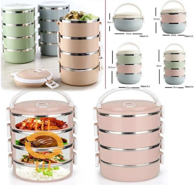 Cặp Lồng Giữ Nhiệt Lúa Mạch 4 Tầng Lõi Inox