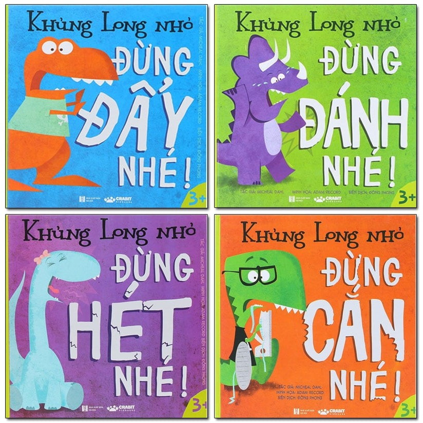 Combo 4 Cuốn KHỦNG LONG NHỎ: Đừng Đánh Nhé + Đừng Cắn Nhé + Đừng Đẩy Nhé + Đừng Hét Nhé (Truyện Kể Cho Bé Bán Chạy)