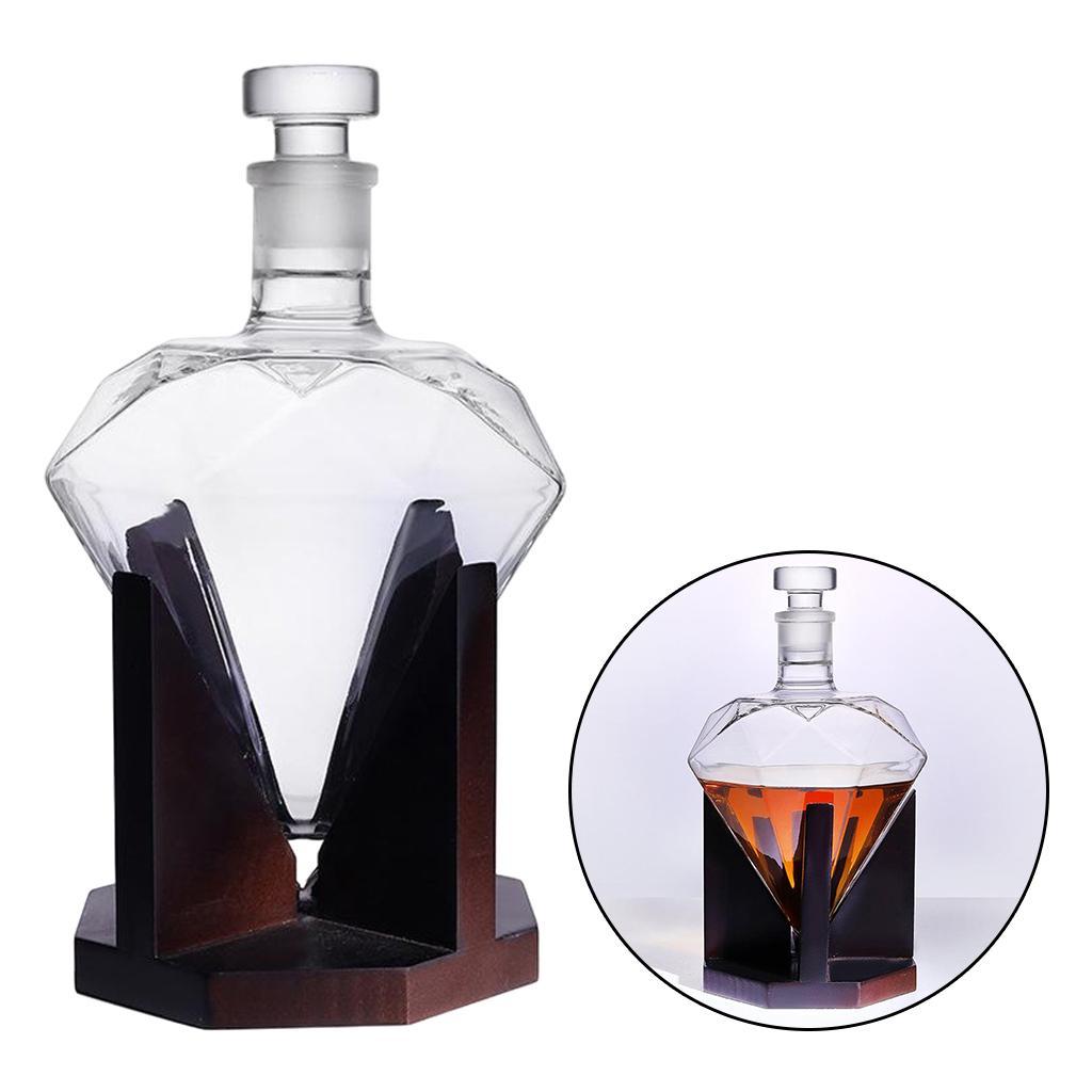 Diamond  Decanter Luxurious Vodka   Pourer Wooden Stand Party