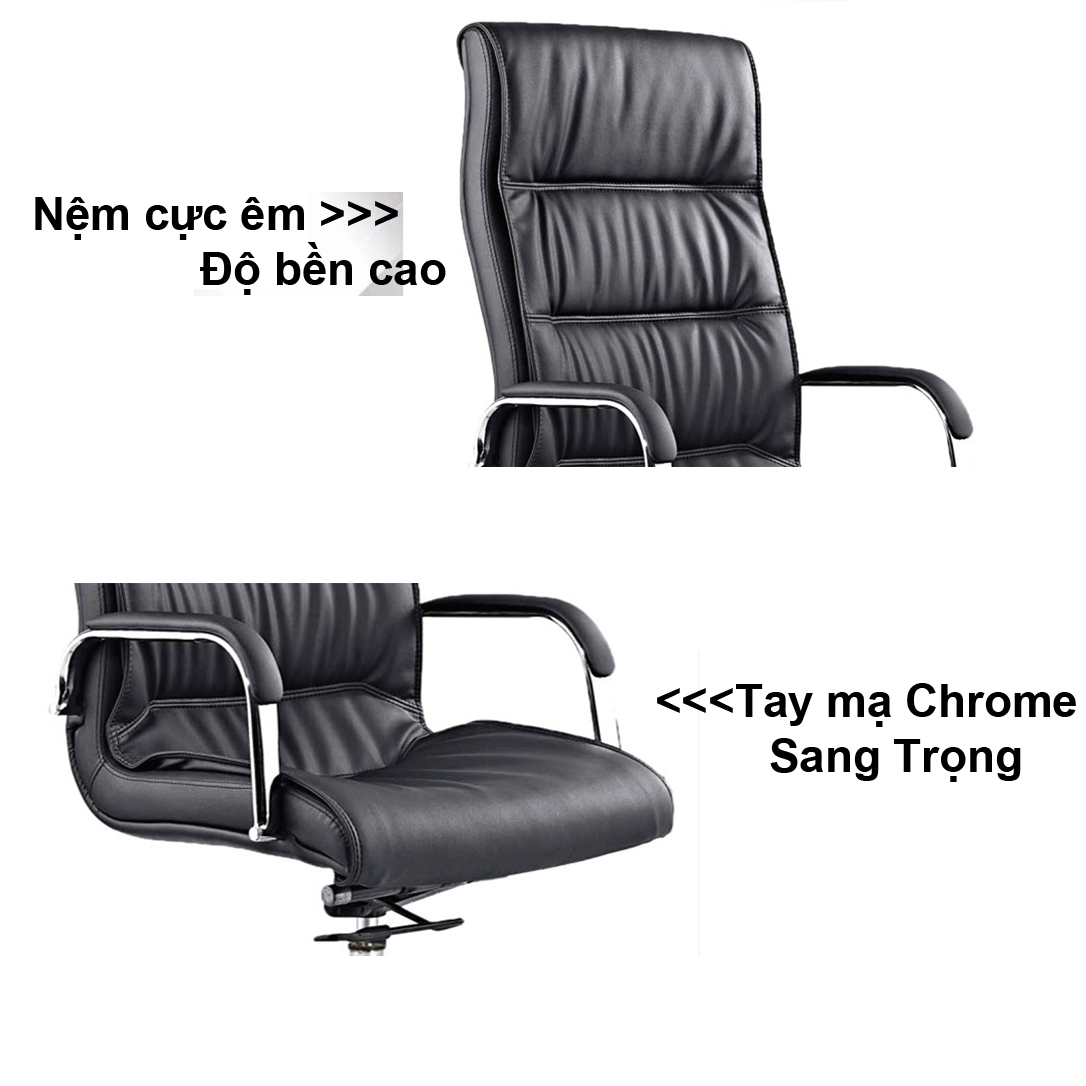 Ghế Văn Phòng Dành Cho Sếp PVC Cao Cấp, Lưng Cao AZP-204A - Hàng Nhập Khẩu 100%