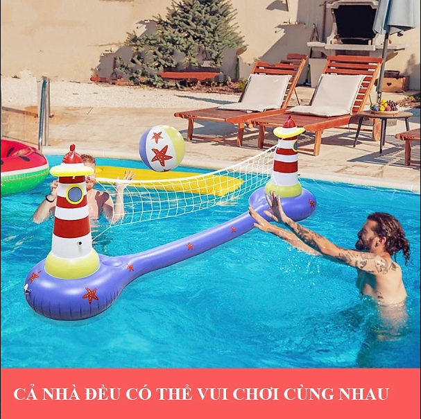 Cao cấp - Bộ Phao Bóng Chuyền Hồ Bơi Volleyball Water Game