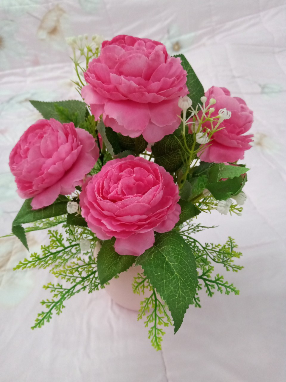 Hoa giả cao cấp - Chậu hoa mẫu đơn quý tộc / Hoa hồng (size to) loại 1 - Trang trí nhà cửa - Krishna - Sản phẩm bao gồm hoa và chậu / bình / lọ (màu sắc, kiểu dáng chậu / bình / lọ là ngẫu nhiên)