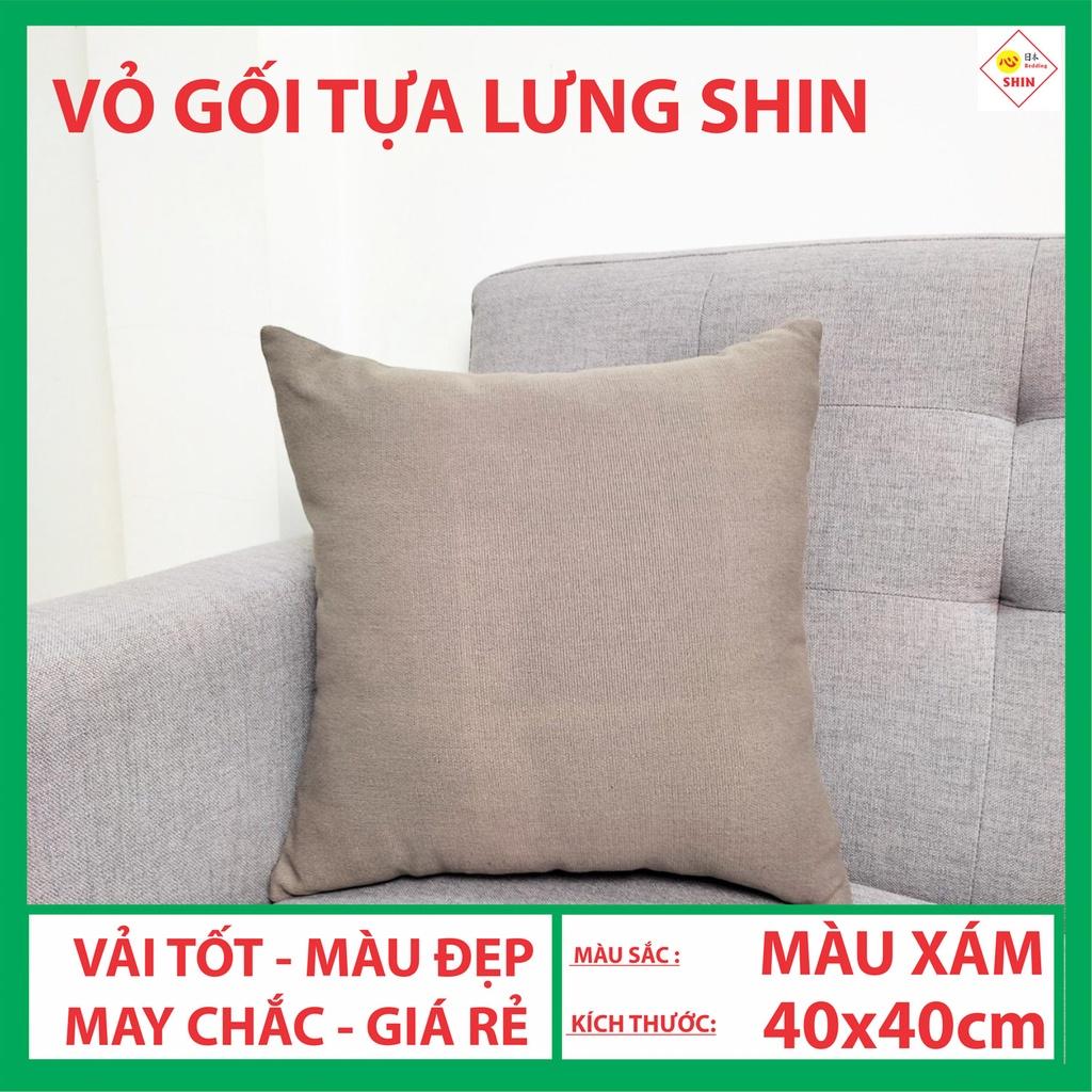 Vỏ gối tựa lưng trang trí 40x40cm màu xám