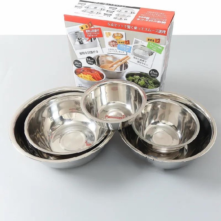 HÀNG CAO CẤP sét 5 Bát/ Tô Trộn Inox 304 Có Chia Vạch