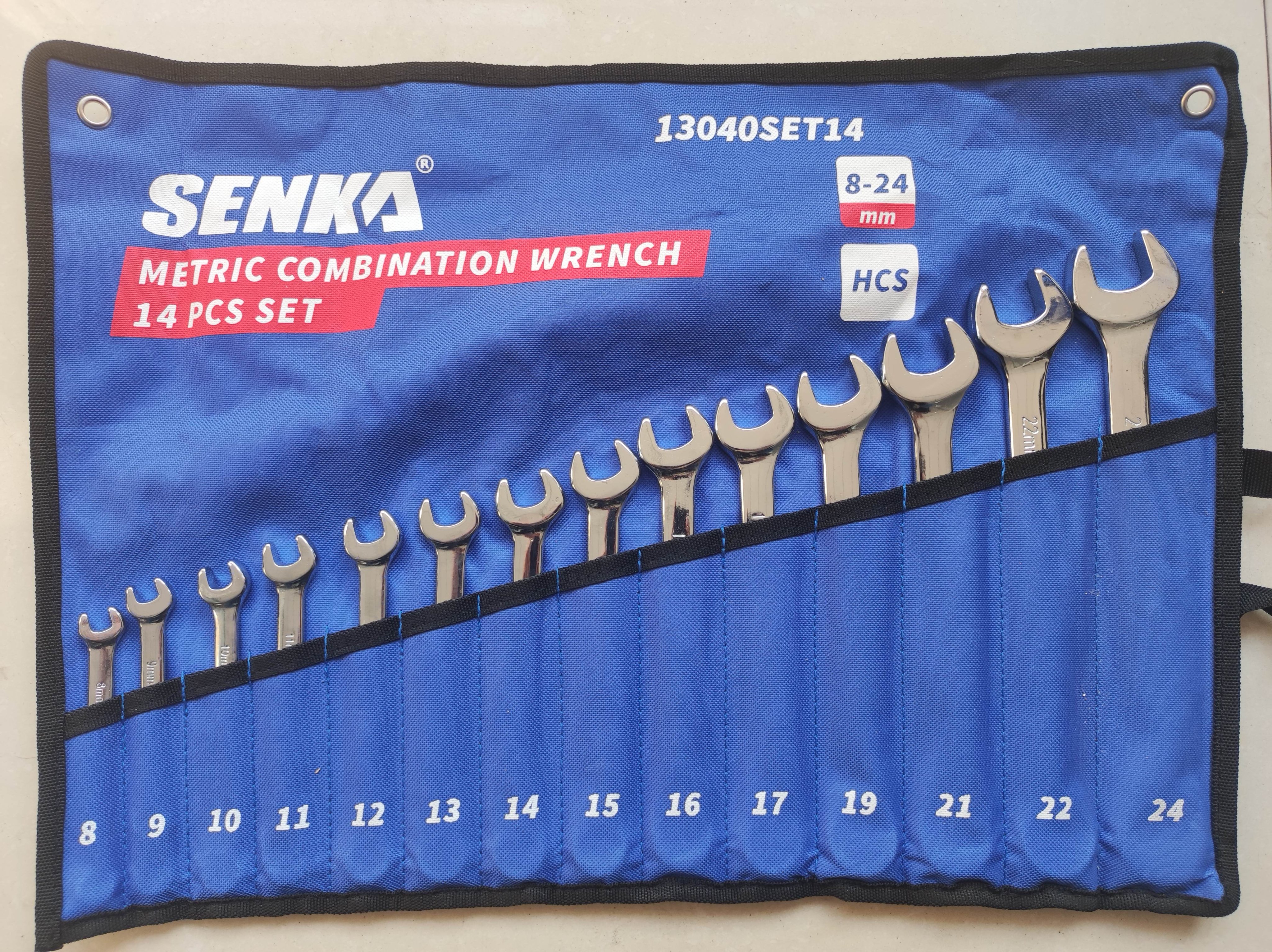 Bộ 14 món Cờ lê vòng miệng, chìa khóa vòng miệng sửa chữa cao cấp 8mm - 24mm hiệu SENKA