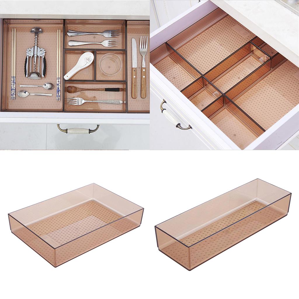 2 Pcs Compartment Drawer Tray Organizer Bathroom Makeup Storage Box Dividers