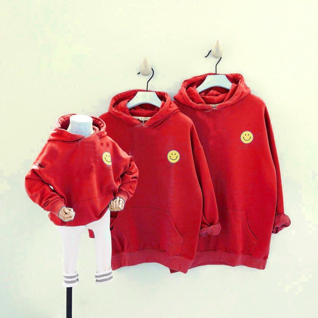 Áo Hoodie Gia đình + Nón/Túi như hình Cotton Nỉ da cá  Logo mặc cười