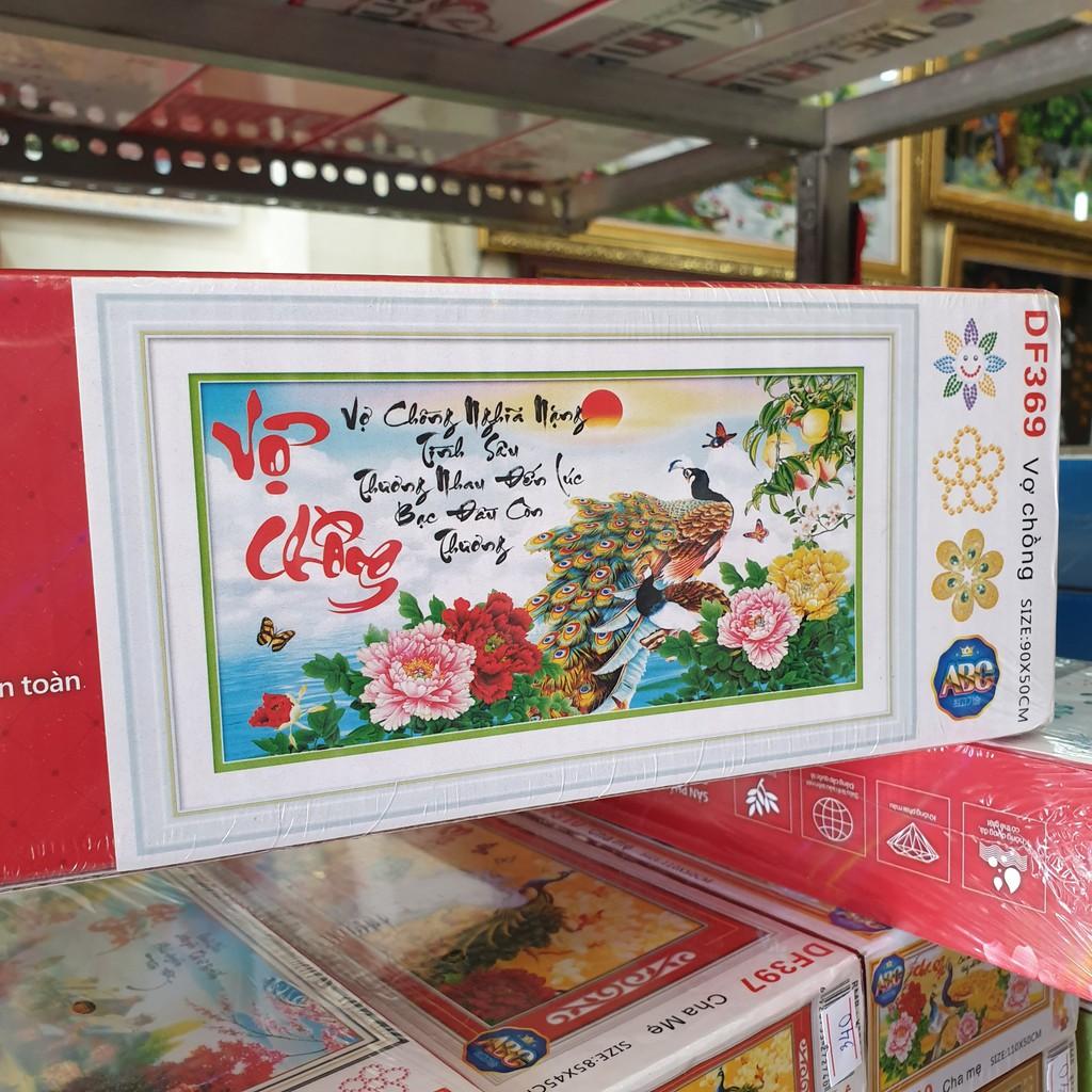 Tranh Đính Đá VỢ CHỒNG CÔNG . Kích Thước: 90cm x 50cm