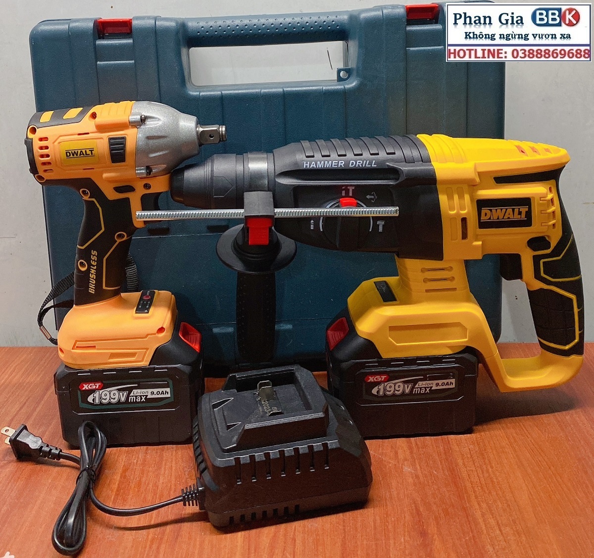 Bộ Combo Máy Khoan Đục Bê Tông Và Máy Siết Bulong - Bộ 2 Pin 15 Cell Động Cơ Từ Không Chổi Than - Bảo Hành 12 Tháng