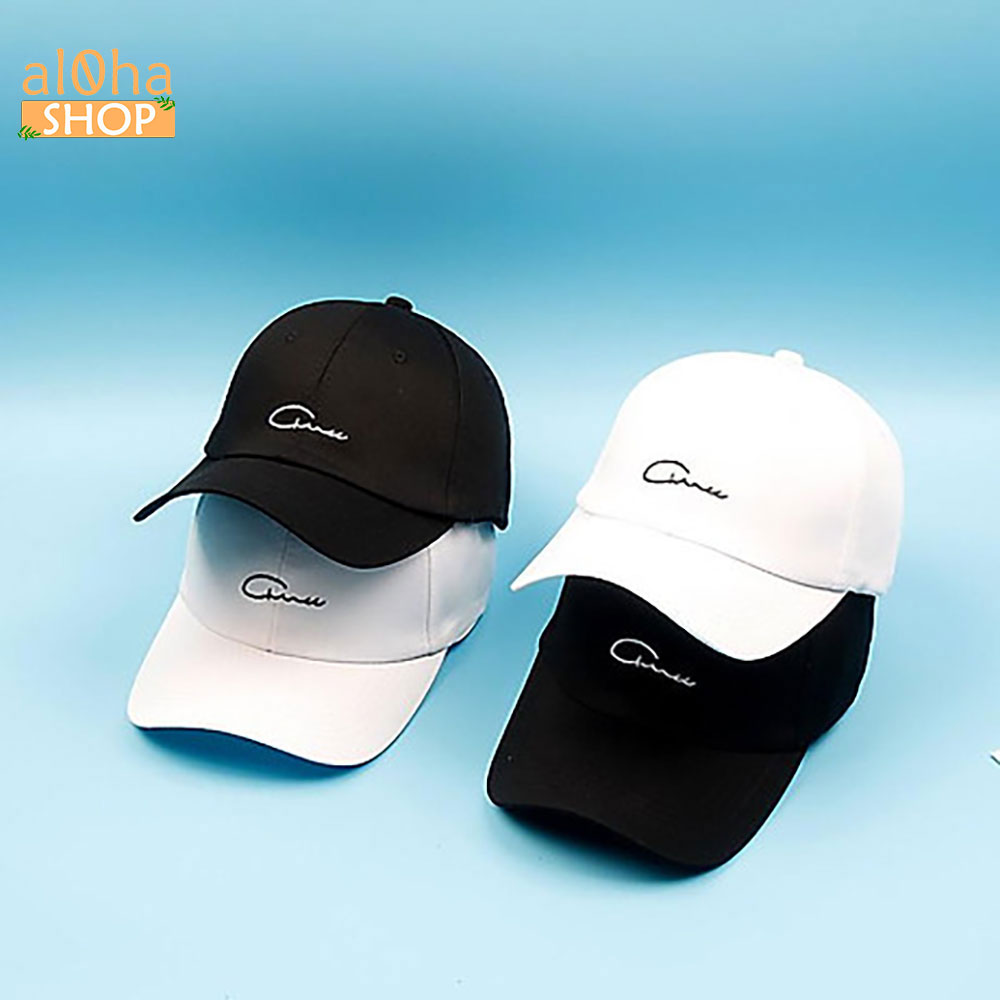 Nón Ulzzang thêu chữ ký - Mũ lưỡi trai unisex nam nữ chống nắng - al0ha Shop