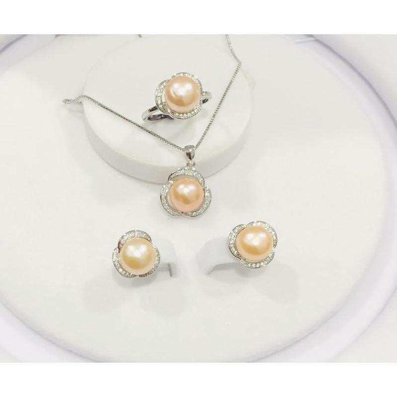 Bộ Trang Sức Bạc s925 Ba Món, Bộ Trang Sức Ngọc Trai Nước Ngọt Tự Nhiên Dễ Thương Sang Trọng - Ngọc Trai Trường Thịnh