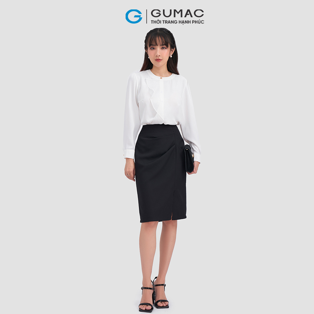 Áo cổ tròn GUMAC AC12041 phối bèo nữ tính