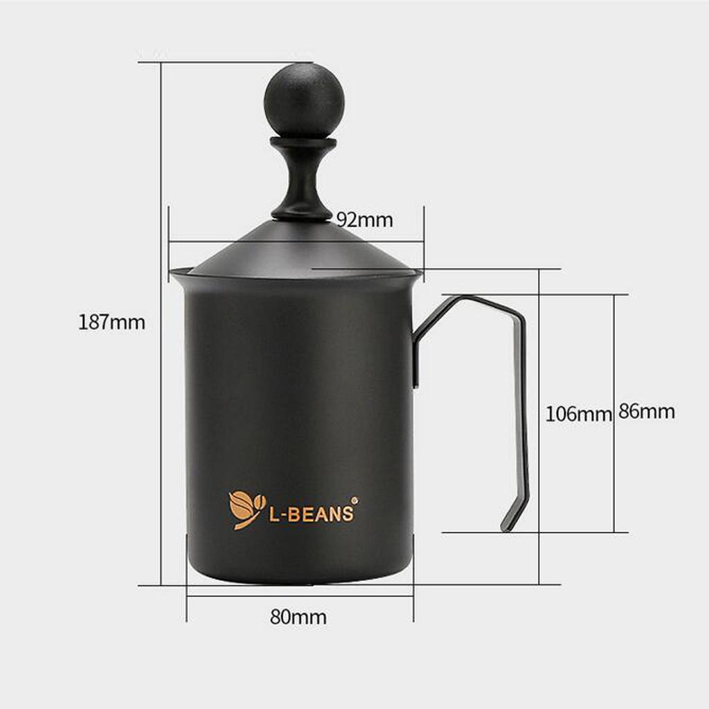 600ml Stainless Steel Milk Frother 2 Mesh Coffee Cappuccino Foamer Creamer