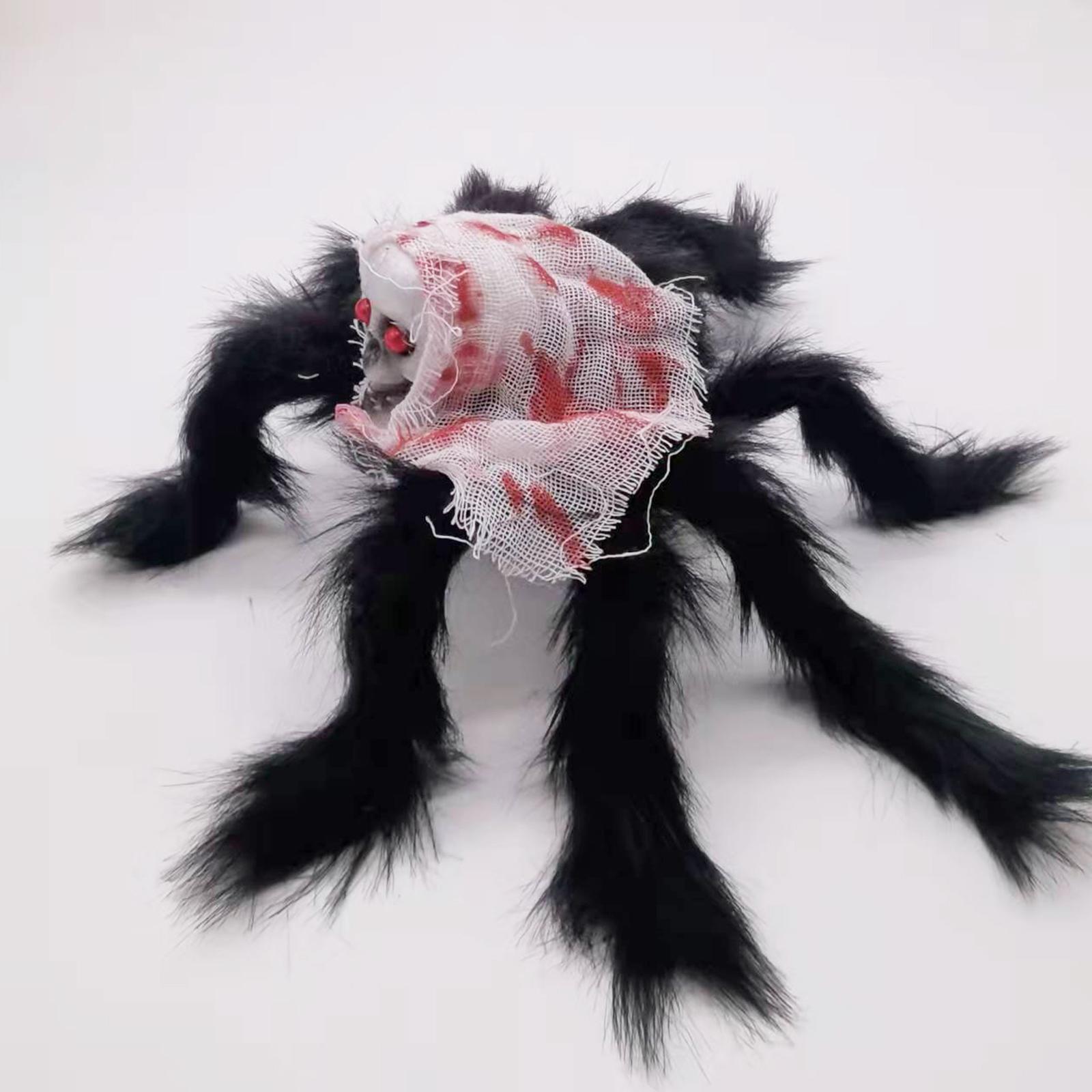 15 Inch Halloween Giant Spider Scary Creepy Skull Spider Halloween Skeleton Head Spider Realistic Hairy Spider Props