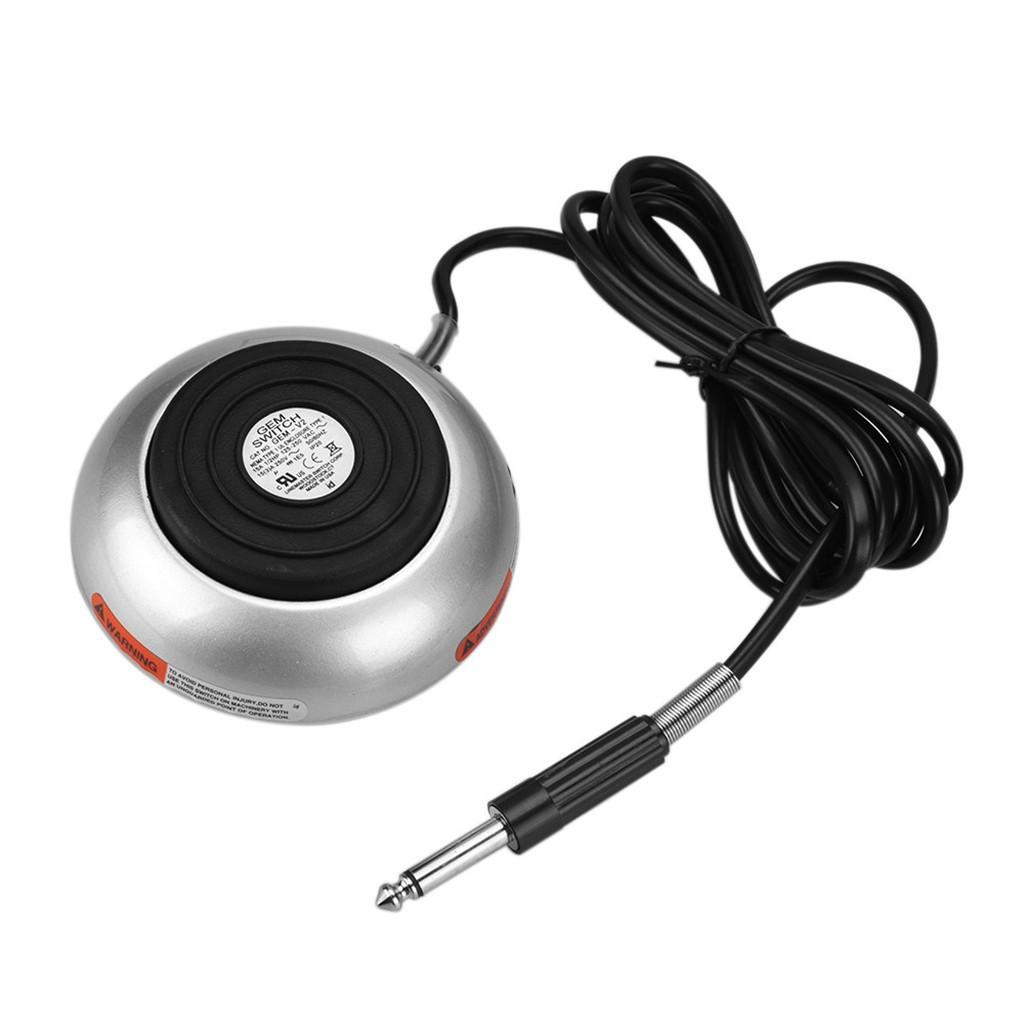 Tattoo Foot Pedal Round Power Supply Switch Controller w/ Silicone Cord Silver