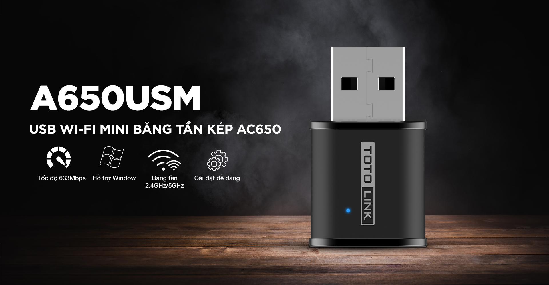 USB Wifi Totolink A650USM băng tần kép AC650 - Hàng chính hãng DGW phân phối