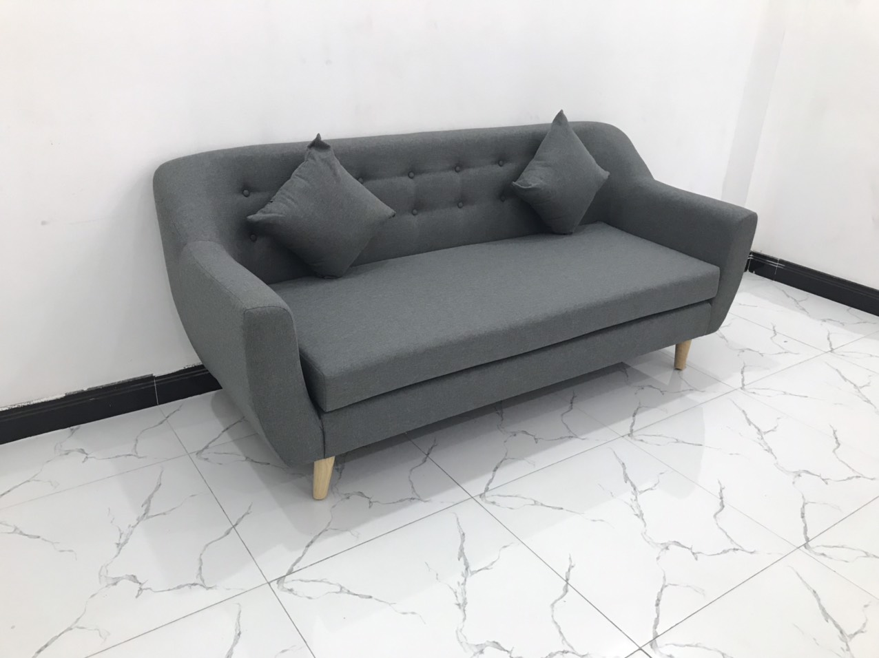 Ghế sofa băng NL phòng khách xám đậm nhiều kích cỡ