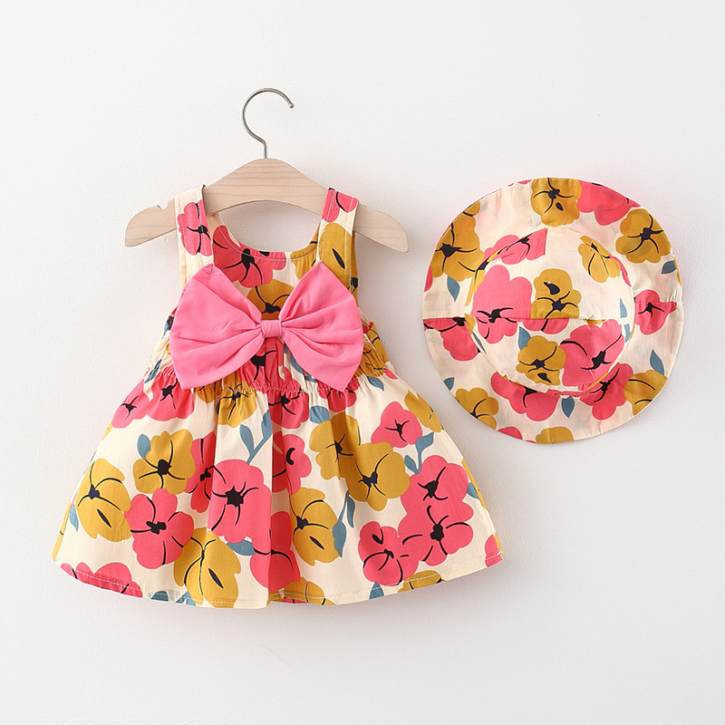 Set đầm bé gái + mũ rộng vành xinh xắn, váy đi biển mùa hè cho bé từ 8-16kg Easy Baby