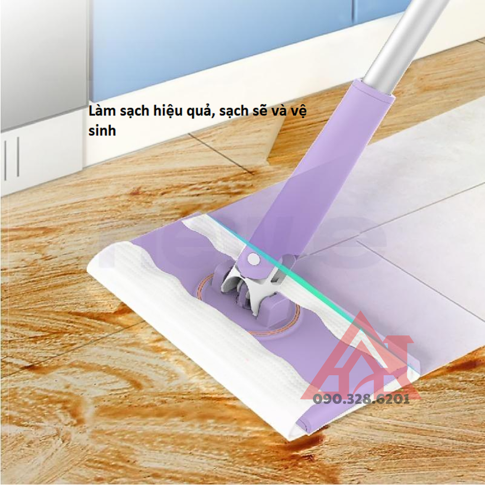 Cây lau nhà thông minh không cần giặt, kẹp khăn dùng 1 lần, chổi lau nhà đa di năng trên mọi bề mặt thế hệ mới