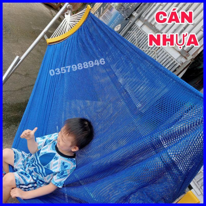 Võng Lưới 2 Lớp Đầu Cán Nhựa Cao Cấp Chất Vải Dày Đẹp Nằm Không Sợ Lật, Võng Lưới Cỡ Lớn