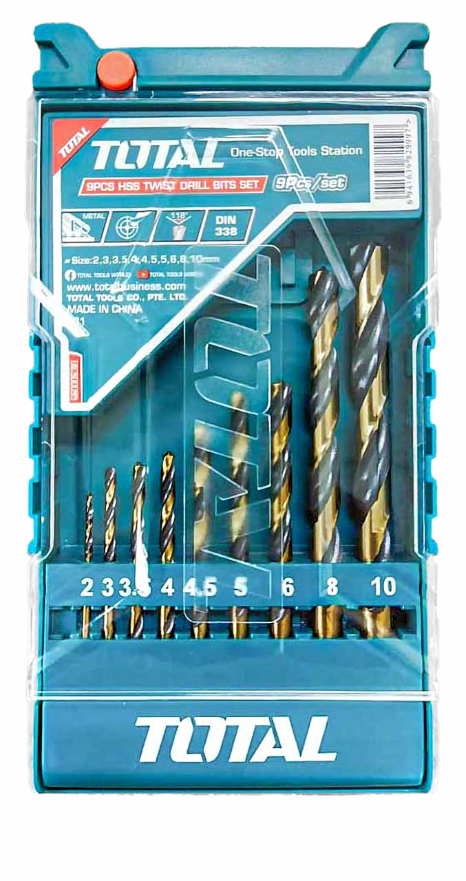 Bộ 9 mũi khoan kim loại total HSSTACSD0095