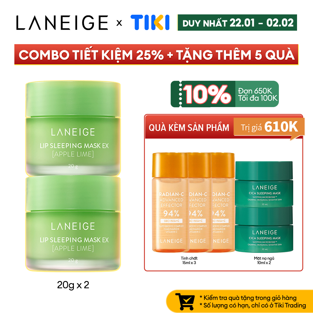 Bộ Mặt Nạ Ngủ Dưỡng Môi Laneige Lip Sleeping Mask Apple Lime EX 20g x 2