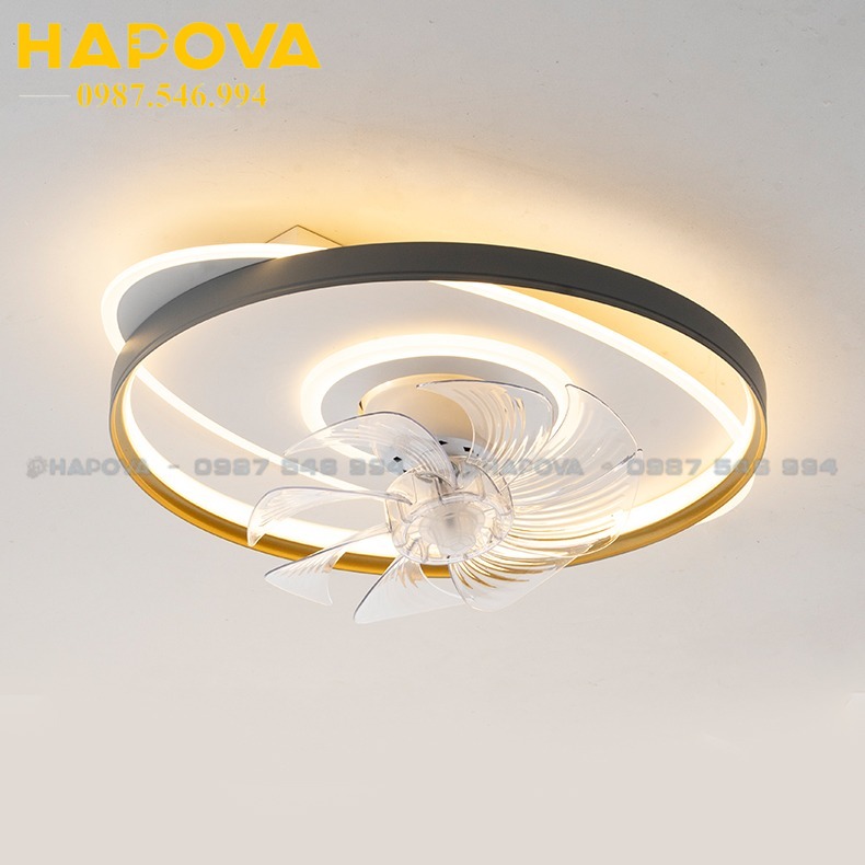 Quạt ốp trang trí hiện đại HAPOVA 2101 + Tặng kèm điều khiển từ xa HÀNG CHÍNH HÃNG