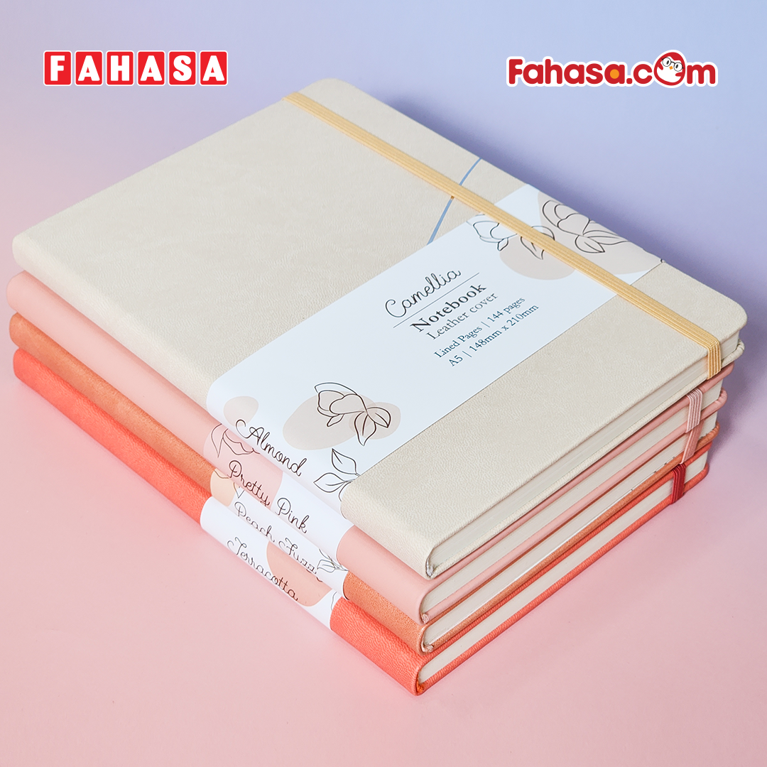 Sổ Da Bìa Cứng Camellia A6 - Kẻ Ngang - 120 Trang 100gsm - The Sun - Pretty Pink