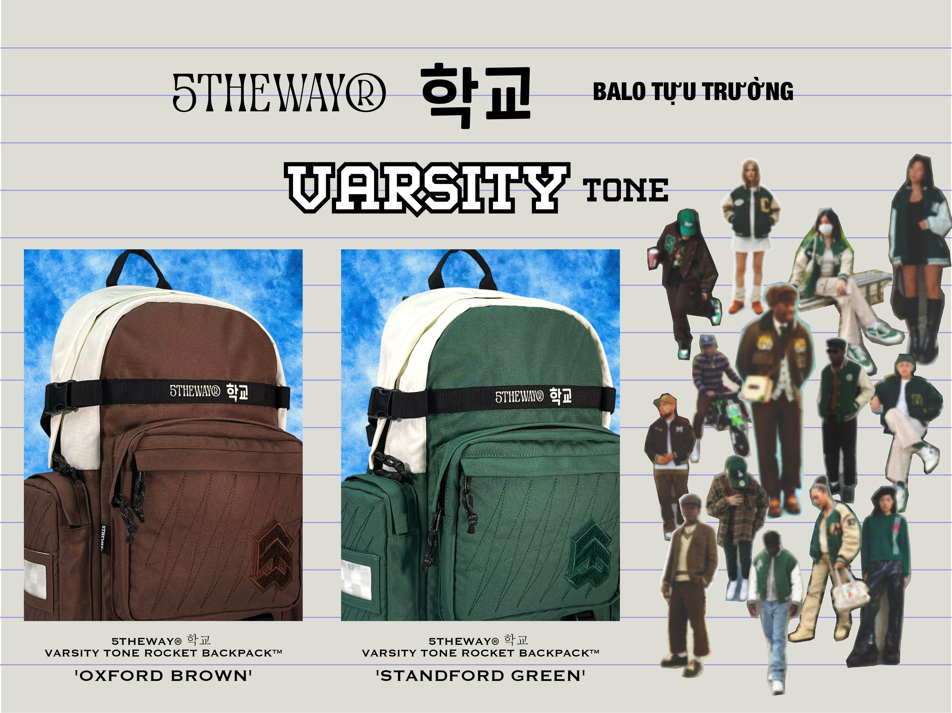 Balo 5THEWAY 학교 VARSITY TONE ROCKET BACKPACK