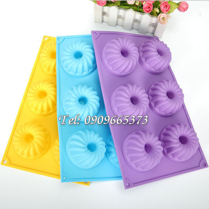 Khuôn silicon làm bánh, rau câu, socola vĩ 6 hình xoắn ốc – Mã số 1529