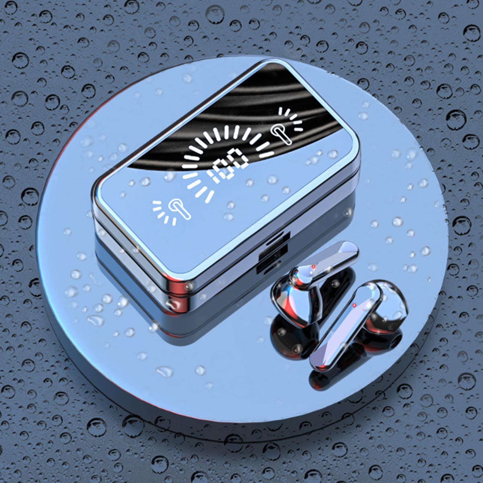 Wireless Earbuds HiFi LED Display Mirror Sports Running Cycling Black