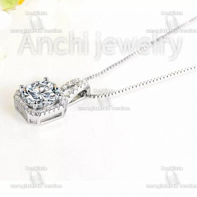 Bộ dây chuyền - bông tai nữ bạc 925 đính đá thời trang Hàn Quốc, Anchi jewelry