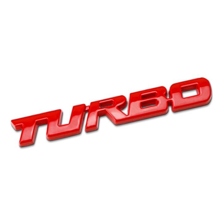 Decal tem chữ Turbo inox dán trang trí thân xe hoặc đuôi ô tô