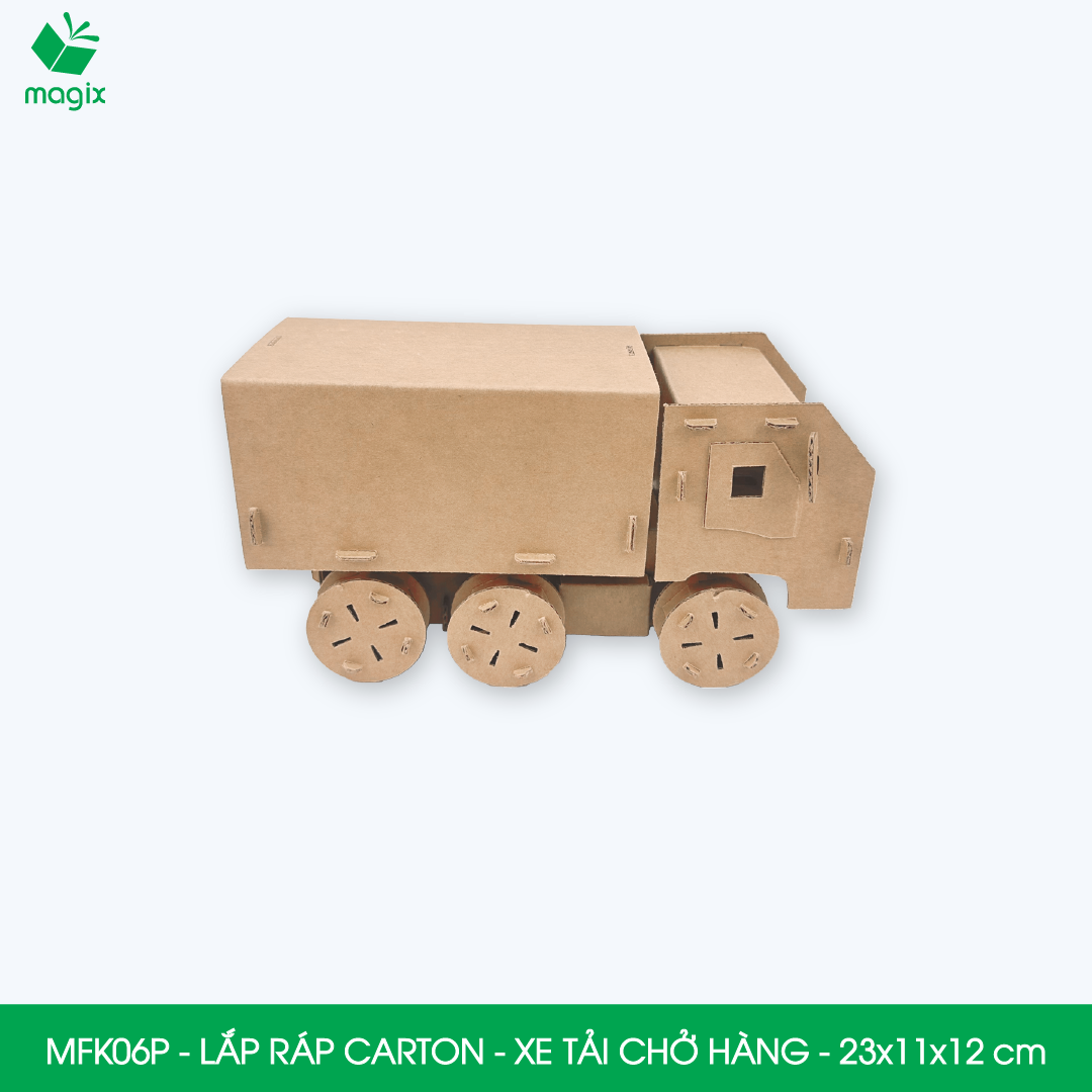 MFK06P - Xe tải chở hàng - 23x11x12 cm - Đồ chơi lắp ráp mô hình từ bìa carton cứng cao cấp