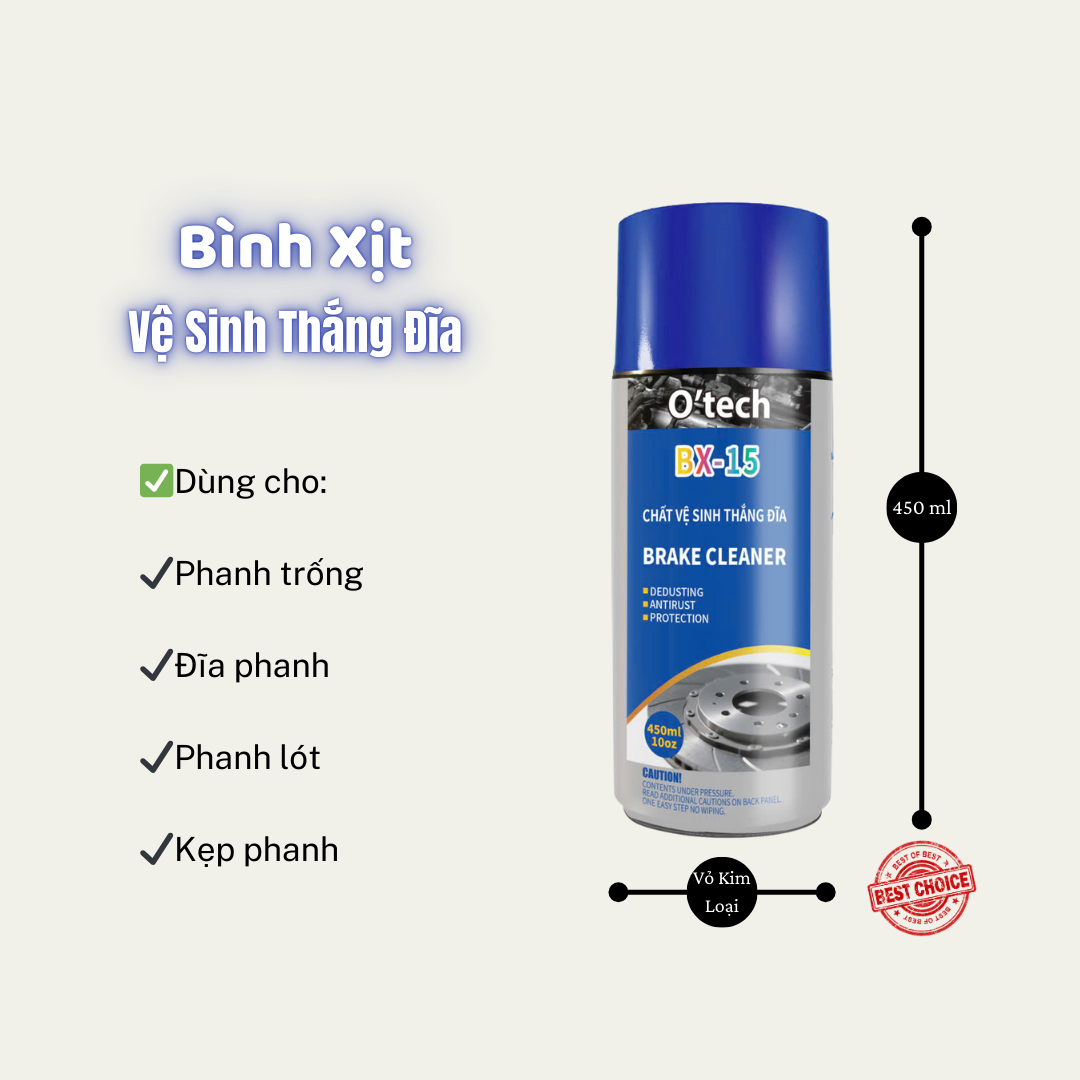 Bình xịt vệ sinh thắng đĩa O'tech BX-15 - Hàng Chính Hãng