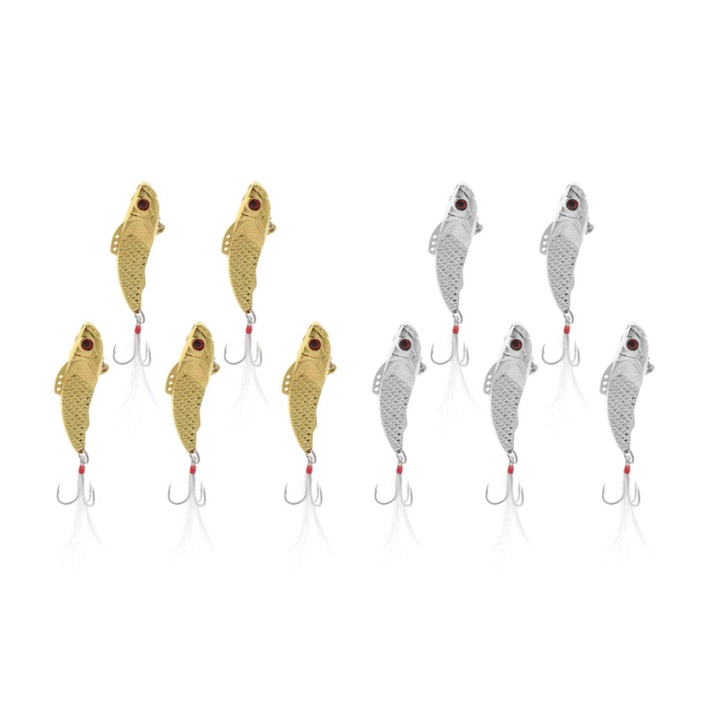 5pcs Sequin Spoon Fishing Lure Casting Jigging Bass Bait VIB Swimbait