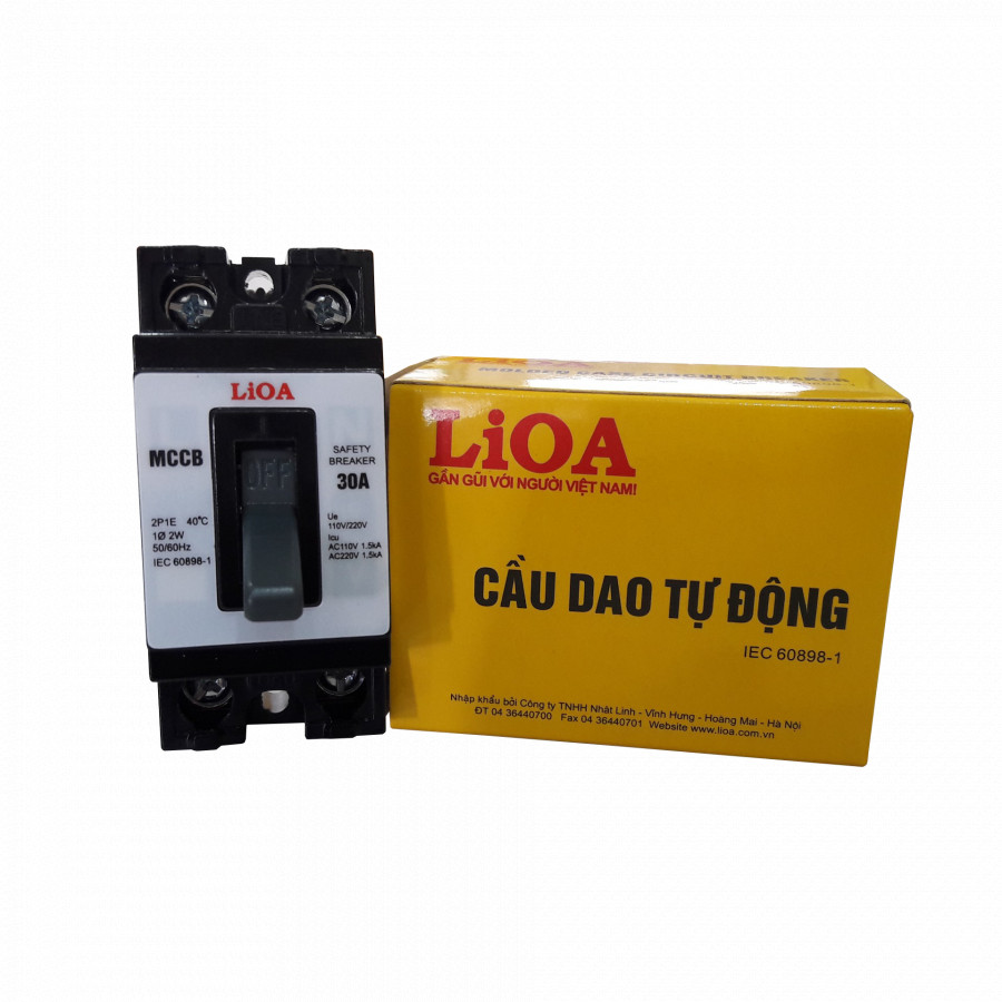 Bộ 2 cầu dao tự động (APTOMAT) 2 cực 1 tiếp điểm 30A - LIOA MCCB2P1E-30A