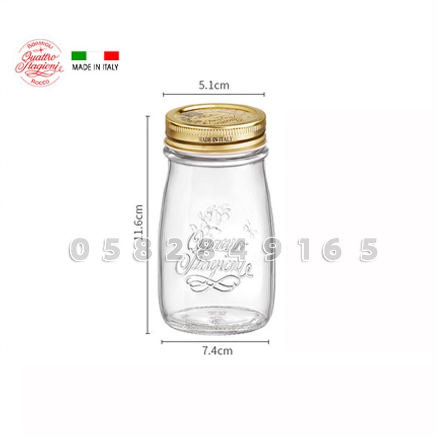 ITALY-Lọ thủy tinh đựng sữa hạt, nước ép, yaout QUATTRO - Bormioli Rocco - 200ml