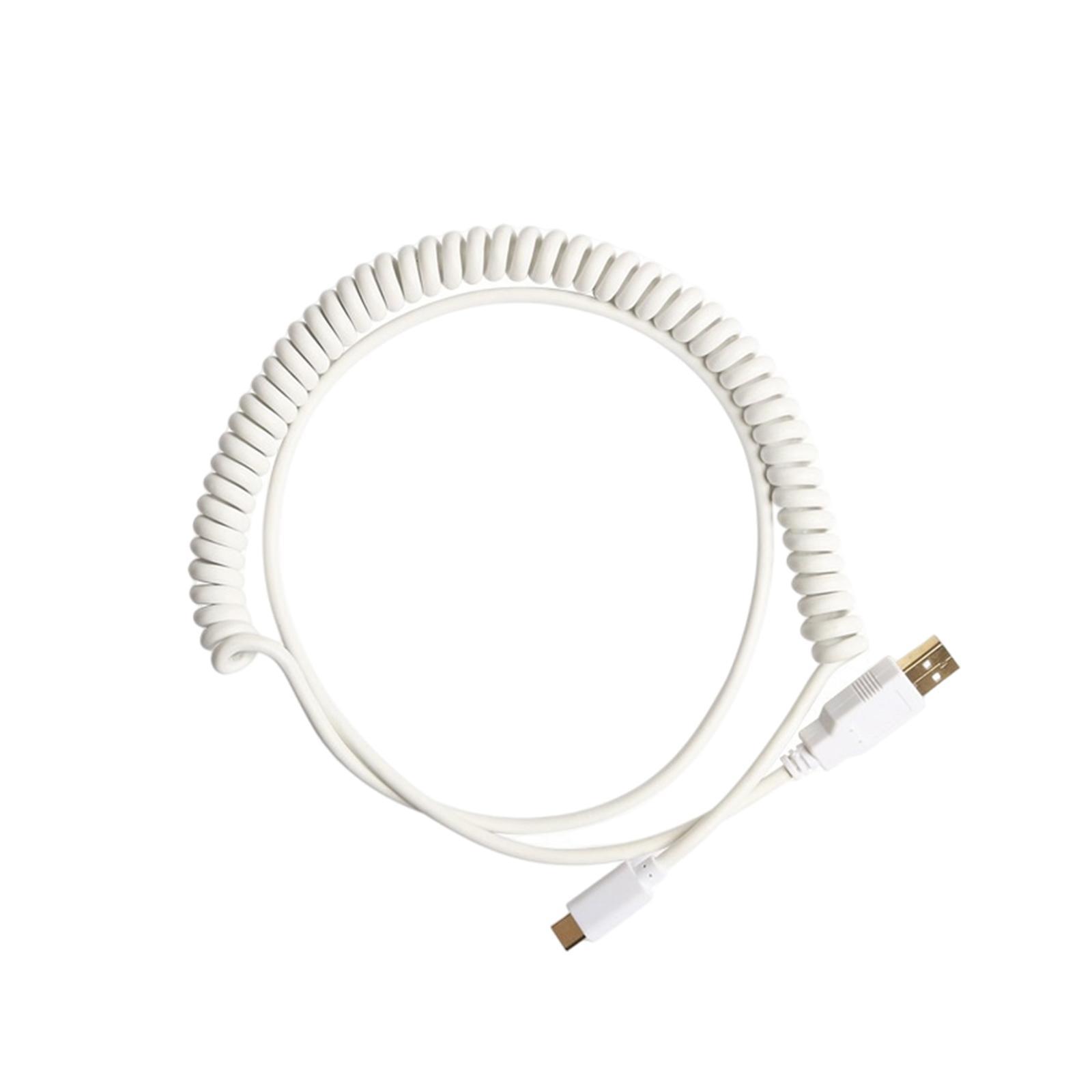 High Quality USB-C Type C Coiled Cable Cord for Mechanical Keyboard White