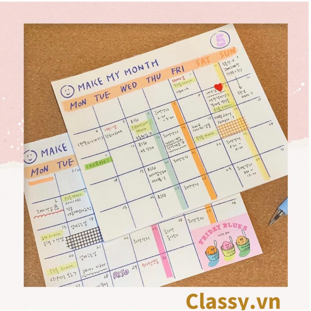 DAILY PLANNNER Classy lên kế hoạch trong tuần, hàng ngày lên lịch trình, ghi chú ngày lễ quan trọng PK1327