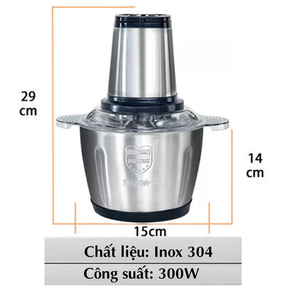 Máy Xay Thịt Cối Inox 4 Lưỡi Đa Năng Công Suất 300W,Máy Xay Sinh Tố,Thực Phẩm + Tặng Lưỡi Dự Phòng